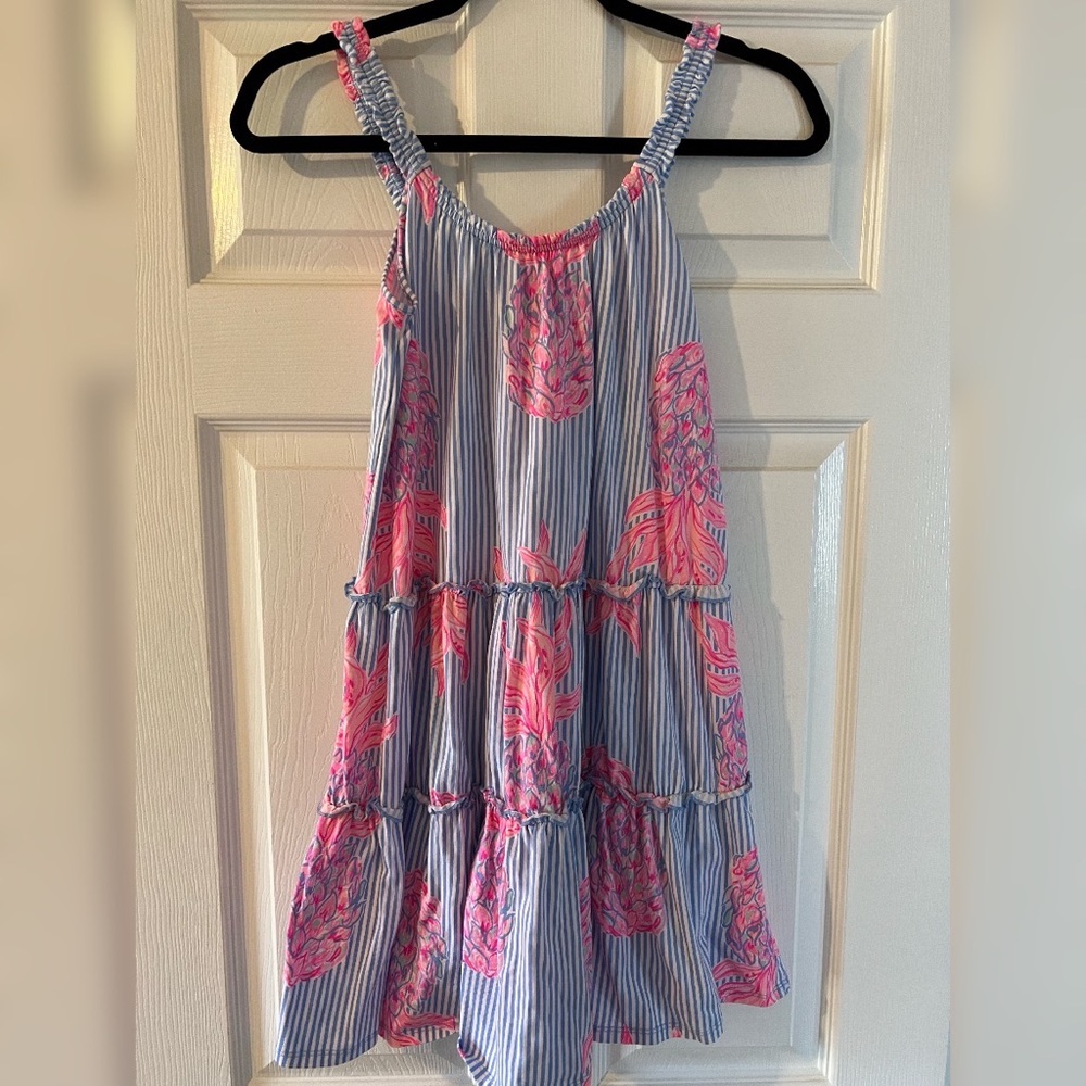 Lilly Pulitzer Blue & Pink Striped Tiered Sundress
